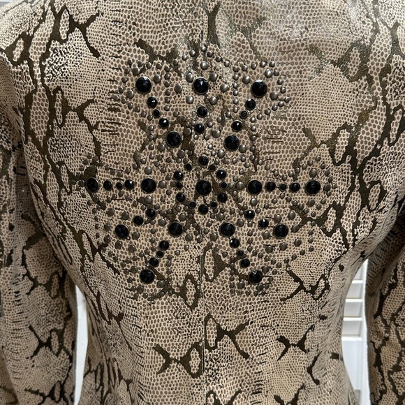 Pamala McCoy Leather Jeweled Snakeskin Jacket Size Extra Small. - Picture 7 of 9
